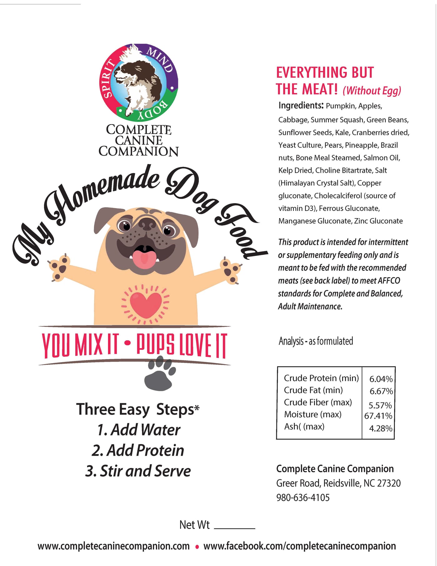 Supplemental Meal Prep- No Animal Protein